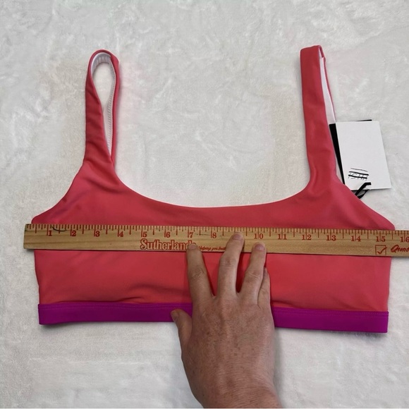 DKNY Bikini Swim Top Size L Pink Purple Band Logo Charm Padded New With Tags - Picture 11 of 14